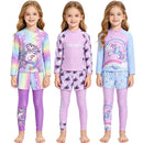Long Sleeve Printed Sun Protection Kids 3 Piece Swimsuit
