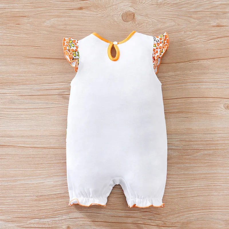 Cartoon Elf Deer Print Soft Cotton Baby Summer Romper