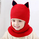 Kids Warm Knitted Plus Fleece Beanie with Face Cover childrensterritory