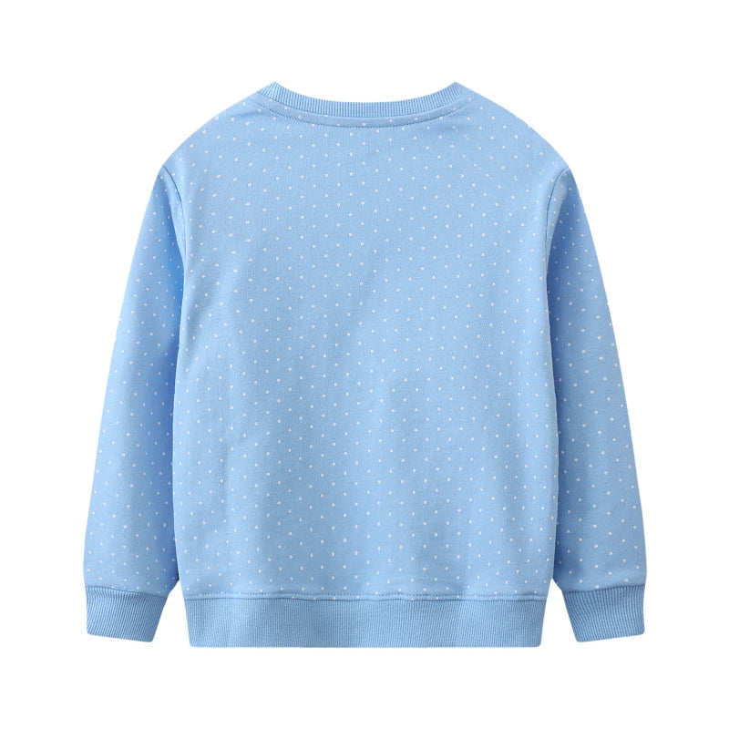 Rabbits Flowers Embroidered Little Girls Long Sleeve Sweatshirt childrensterritory