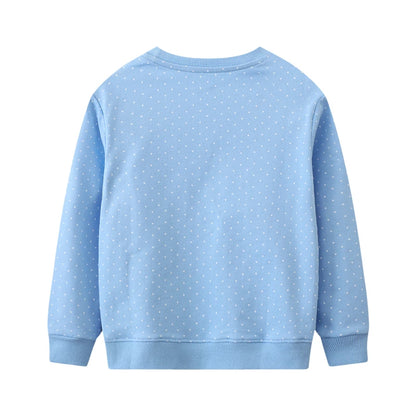Rabbits Flowers Embroidered Little Girls Long Sleeve Sweatshirt childrensterritory