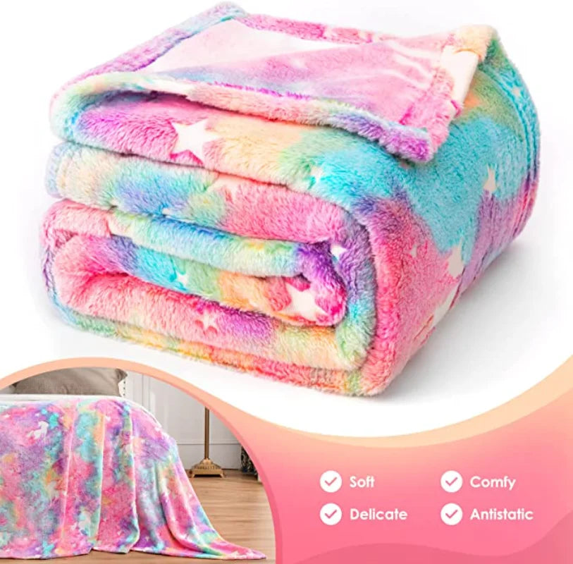 Soft Cozy Glow in The Dark Unicorn Blanket for Kids childrensterritory