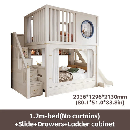 Solid Wooden Multifunctional Kids Bunk Beds with Ladder childrensterritory