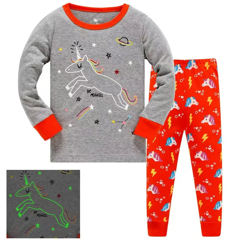 Long-Sleeved Cartoon Print Autumn Kids Clothing Set