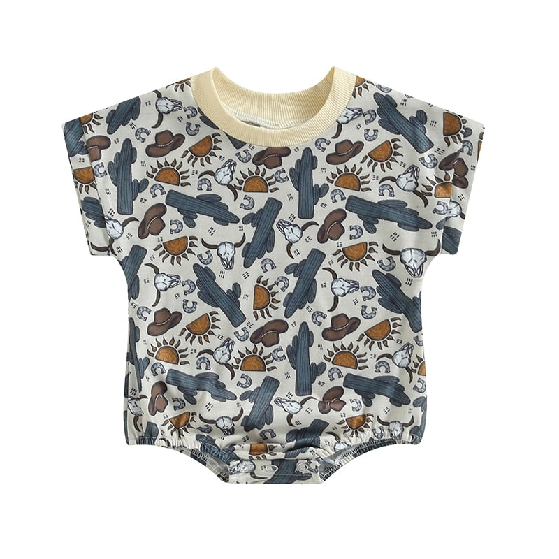 Baby Cactus Print Short Sleeve Romper