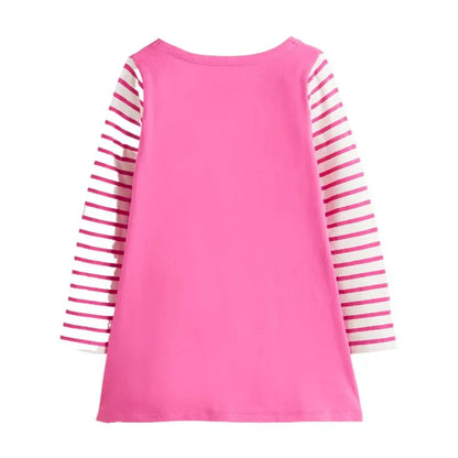 Kids Girls Cute Animals Design Long Sleeve Warm Dresses