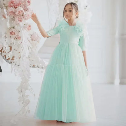 Tulle Flower Girl Dresses With Bow For Wedding Birthday