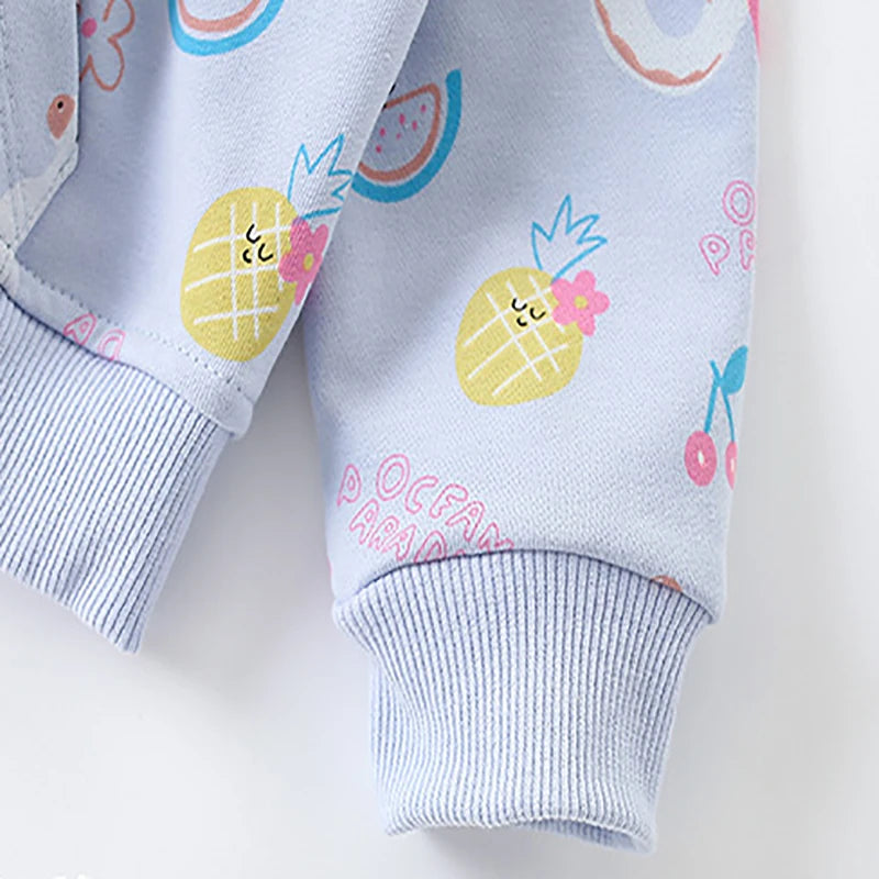 Cartoon Print Hooded Kids Cotton Sweatshirts