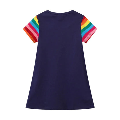 Kids Girls Solar System Print Summer Dresses