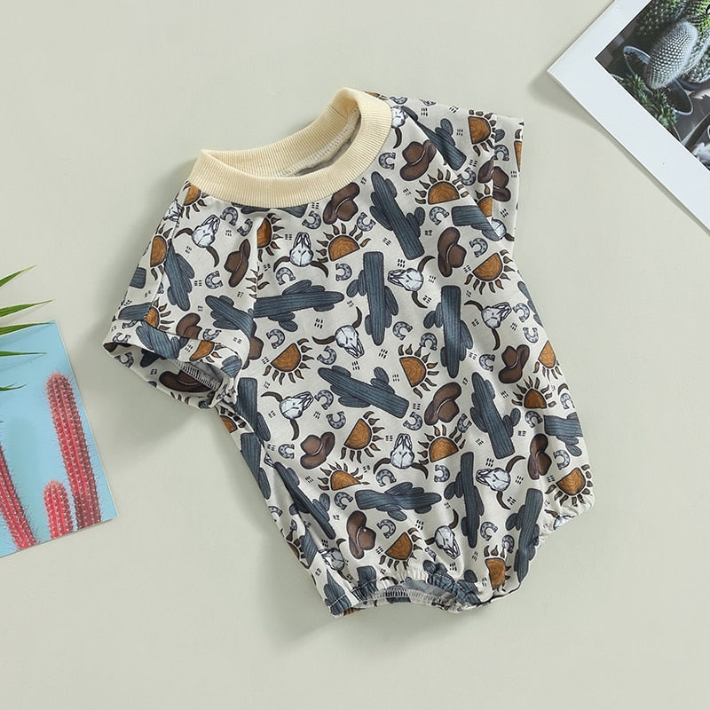 Baby Cactus Print Short Sleeve Romper