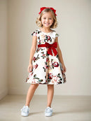 Flower Print Kids Girls Elegant Birthday Party Dresses childrensterritory