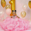 Fluffy, Floor-Length, Layered Pink Princess Ball Gown for Girls childrensterritory