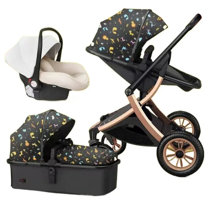 Two-Way Foldable Lightweight Infant Stroller with Car Seat