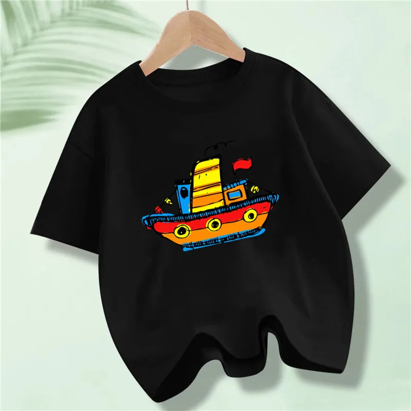 Short Sleeve Graphic Cotton Tees for Kids Boys Girls childrensterritory