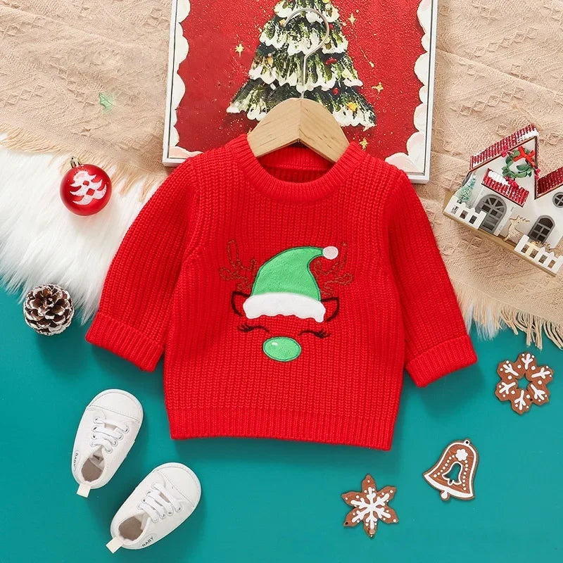 Kids' Long-Sleeved Embroidery Design Warm Sweater