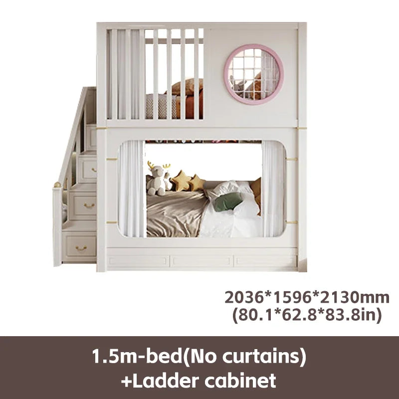 Solid Wooden Multifunctional Kids Bunk Beds with Ladder childrensterritory