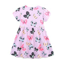 Colorful Butterfly Print Kids Girls' Light Purple Cotton Dress