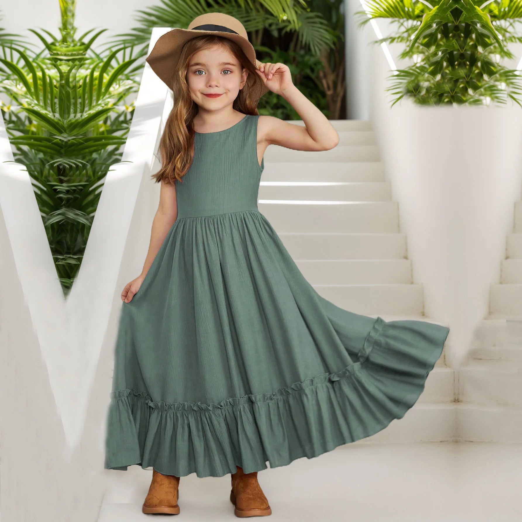 Kids Girls' Easy-to-Wear Cotton Summer Dress