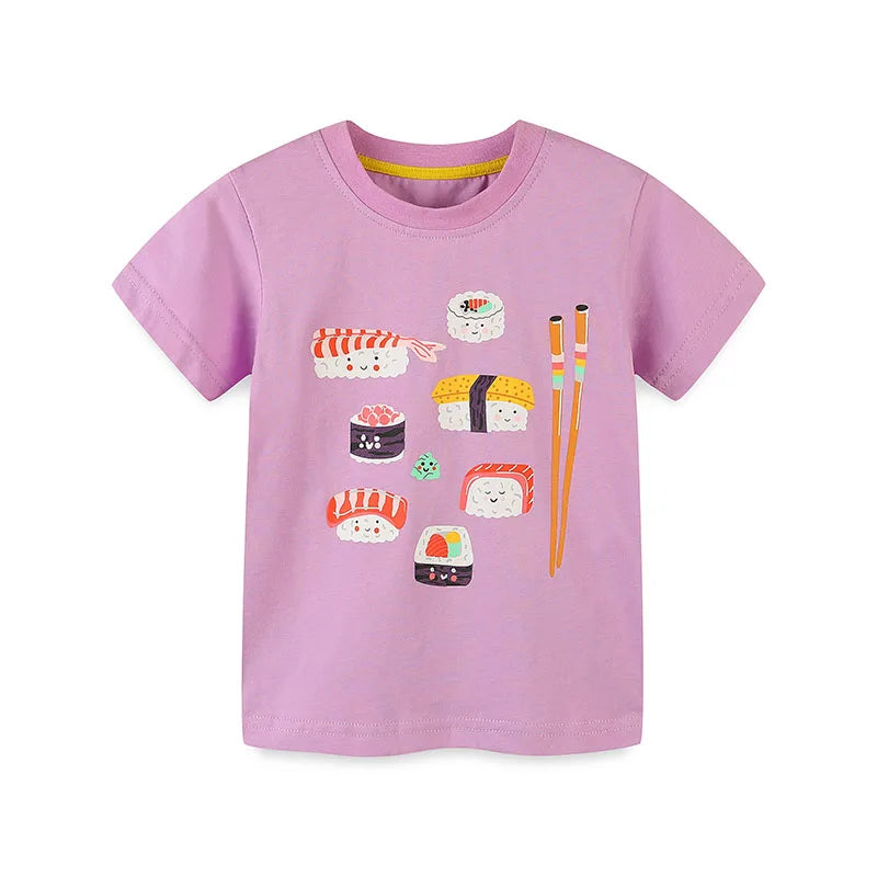 Cartoon Sushi Design Kids Girls Cotton Tops childrensterritory