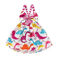 Ice-cream Printed Kids/Baby Girls Backless Strap Dress