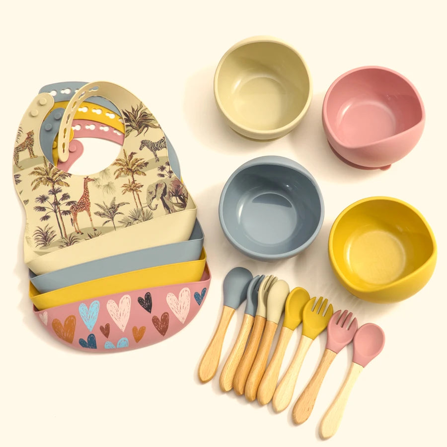 4/5/8Pcs Durable Silicone Tableware Set for Toddlers childrensterritory