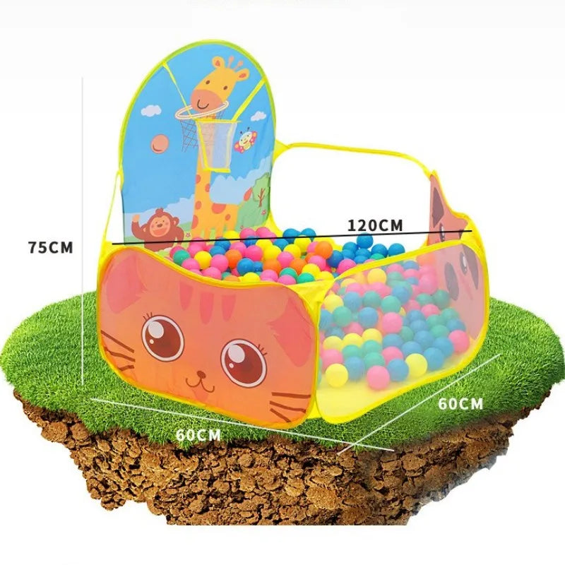 120cm Portable Baby Ball Pool with Basketball Hoop Playpen