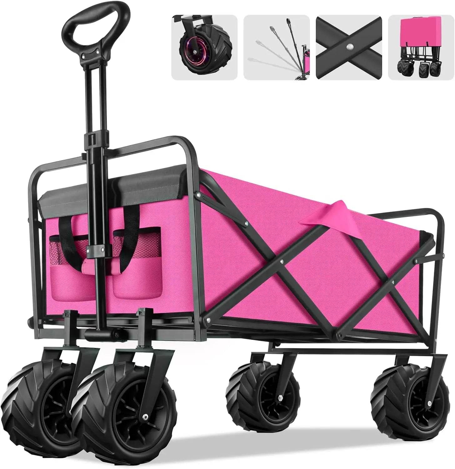 Collapsible Beach Wagon Cart for Sand Camping with Large Wheels childrensterritory