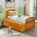 A Twin-Sized Wooden Platform Bed with Six Drawers for Storage childrensterritory