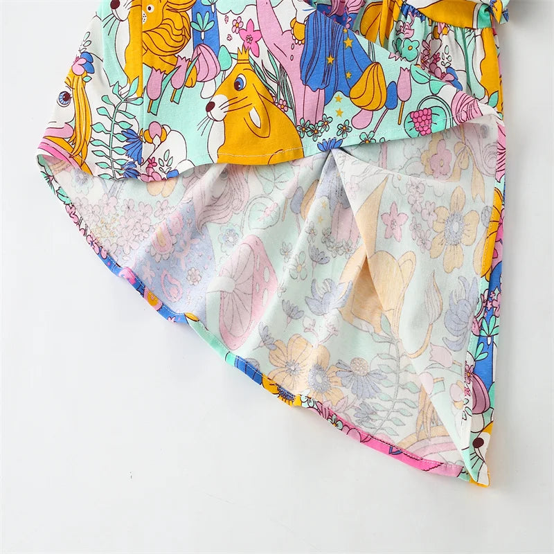 Kids Girls Cartoon Design Summer Party Dresses childrensterritory