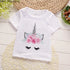 Unicorn Floral Cartoon Printed Girls Summer Tees childrensterritory