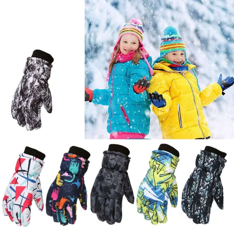 Non-slip Thicken Warm Waterproof Kids Ski Gloves childrensterritory