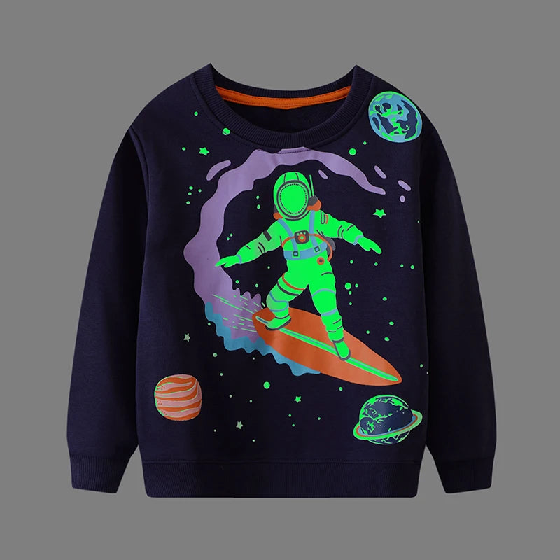 Kids Boys Cartoon Luminous Astronauts Sweatshirts childrensterritory