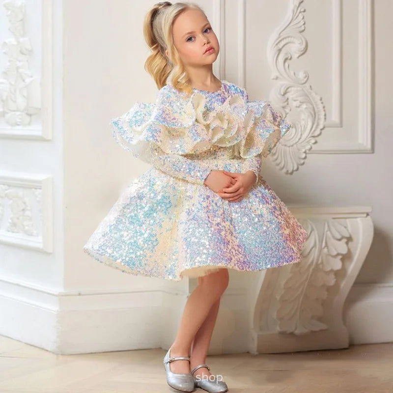 Baby/Kids Girl Vintage Tulle Bling Princess Dress for Birthday