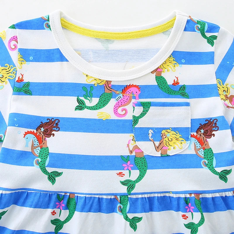Kids Girls Cartoon Mermaid Design Summer Dress childrensterritory