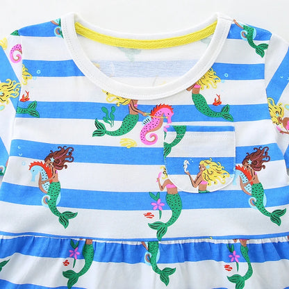 Kids Girls Cartoon Mermaid Design Summer Dress childrensterritory