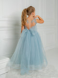 Kids Girls Backless Tutu Wedding Party Dresses with Long Train childrensterritory