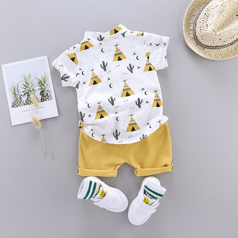 Baby Boy Pyramid Design Short-sleeved Shirt and Shorts Set childrensterritory