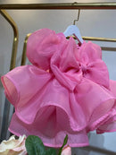 Kids Girls' Puffy Tulle Back Bow Puff Sleeve Princess Dress childrensterritory