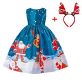 Girls Printed Santa Claus Christmas Party Dress childrensterritory