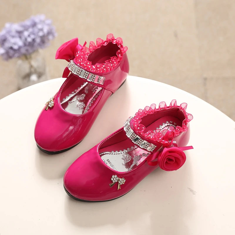 Kids Girls Elegant Beaded Princess PU Leather Sandals