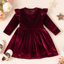 Girls’ Cozy Solid Color Long-Sleeve Winter Dresses childrensterritory