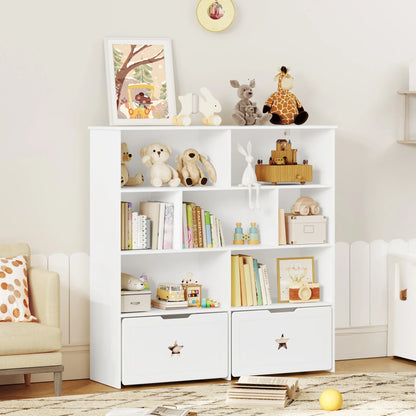 Kids Toy/Book Shelf with 7 Cubbies &amp; 2 Rolling Drawers