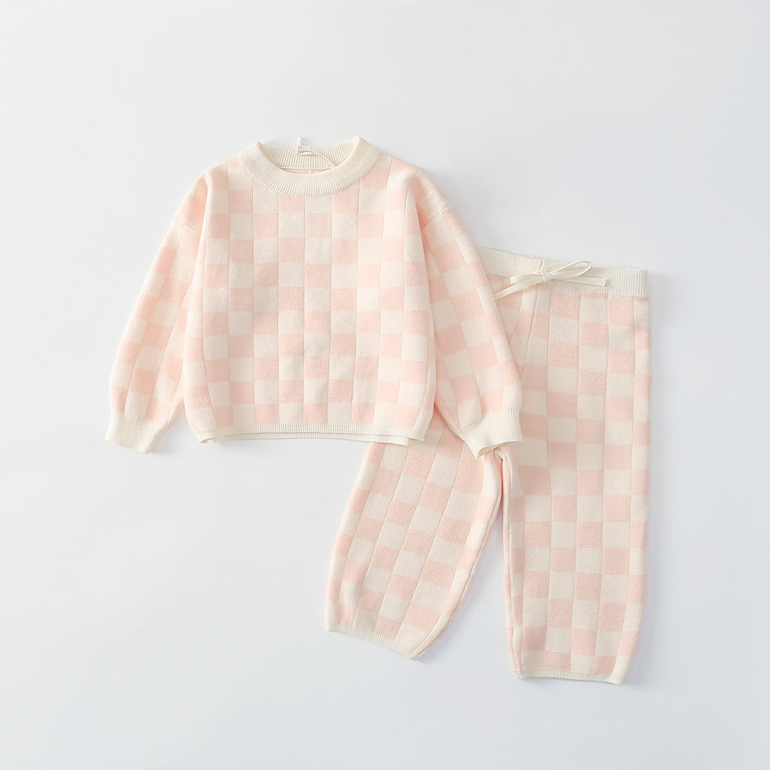 Little Girl Boy 2PCS Plaid knitted Clothes Set Sweater + Pant childrensterritory