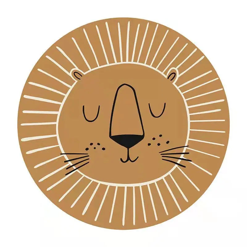 Lion Cartoon Design Round Shape Play Mat for Living Room, Bedroom childrensterritory