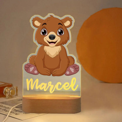 Personalized Cartoon Animal Design Night Light for Kids Room childrensterritory