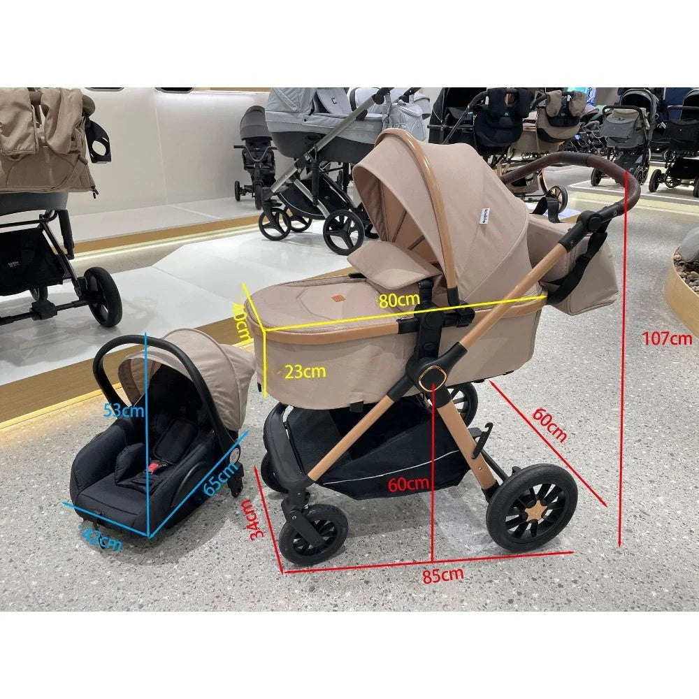 Multifunctional Baby Stroller with Detachable Basket