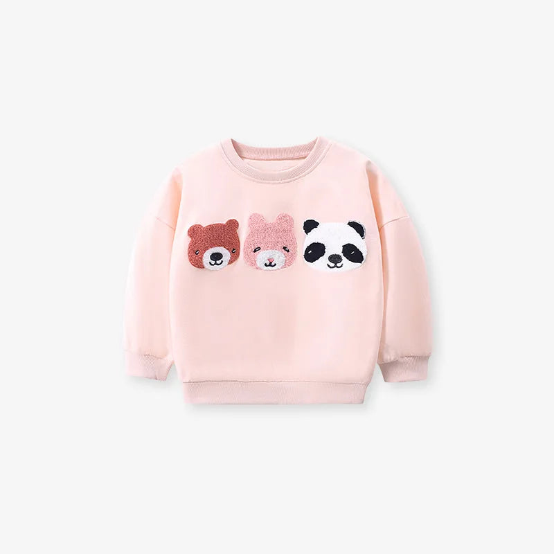 Kids Girls Soft Warm Cartoon Print Top and Printed Pant Set childrensterritory