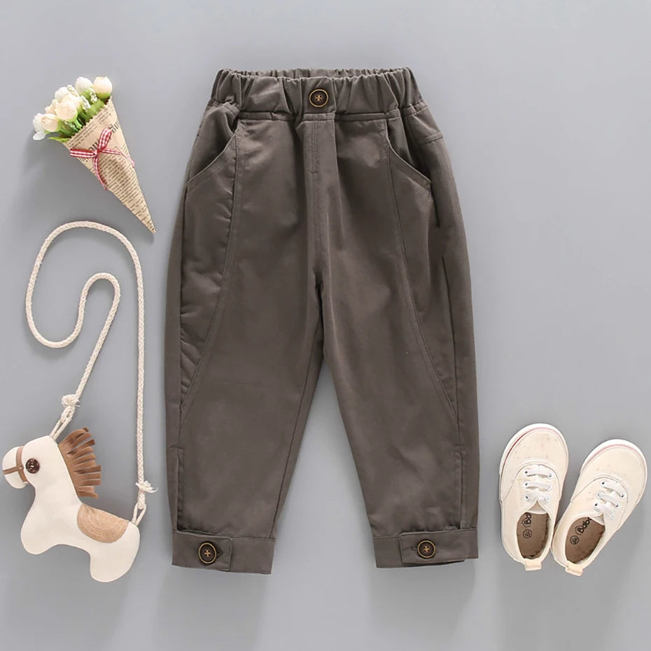 Solid Color Casual Style Trousers For Little Girls childrensterritory