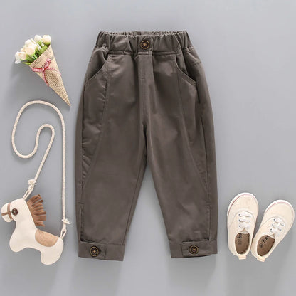 Solid Color Casual Style Trousers For Little Girls childrensterritory