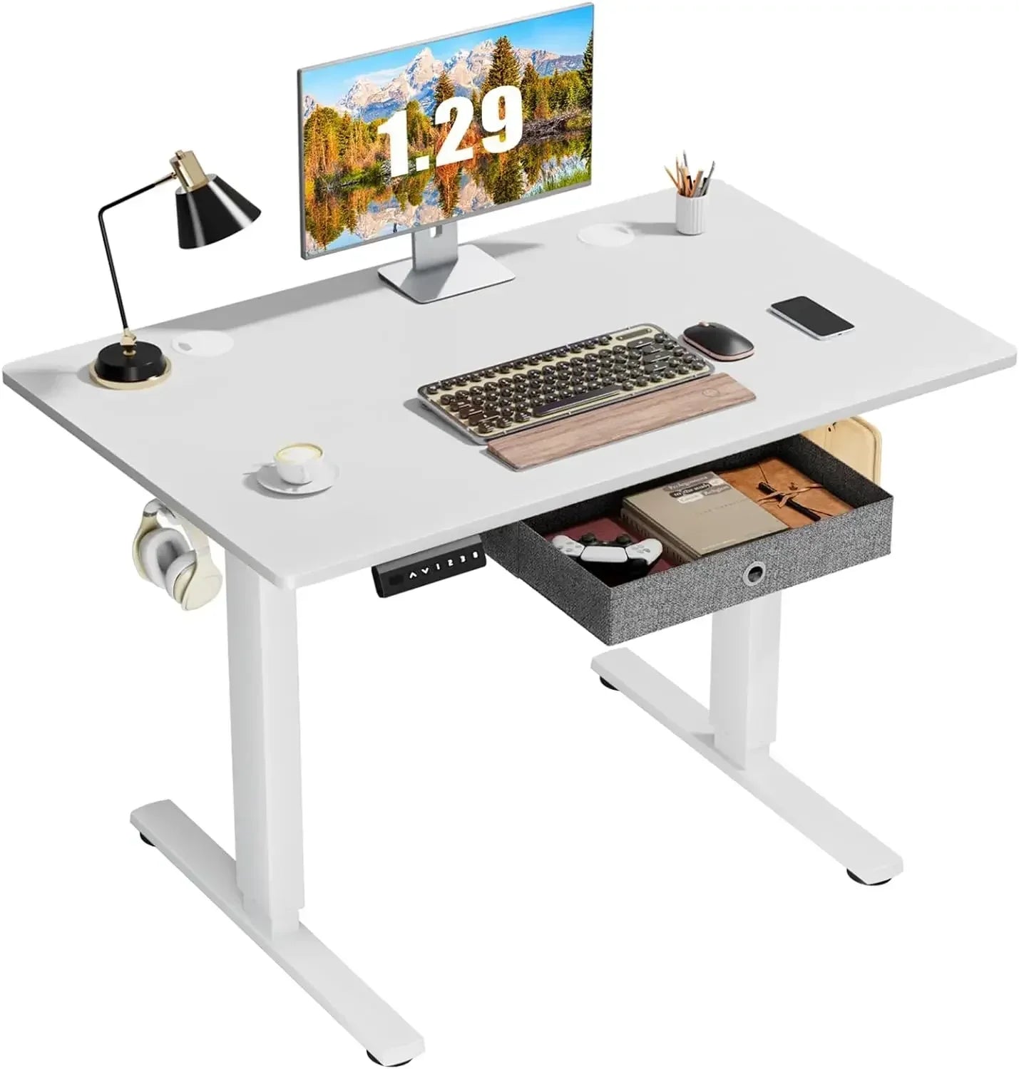 Adjustable Electric Standing Desk with Storage